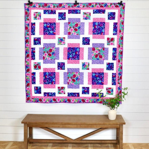 Floral Fantasy Pre-Cut Quilt Kit - Includes Pattern, Binding, Backing & Easy Instructions for Beginners