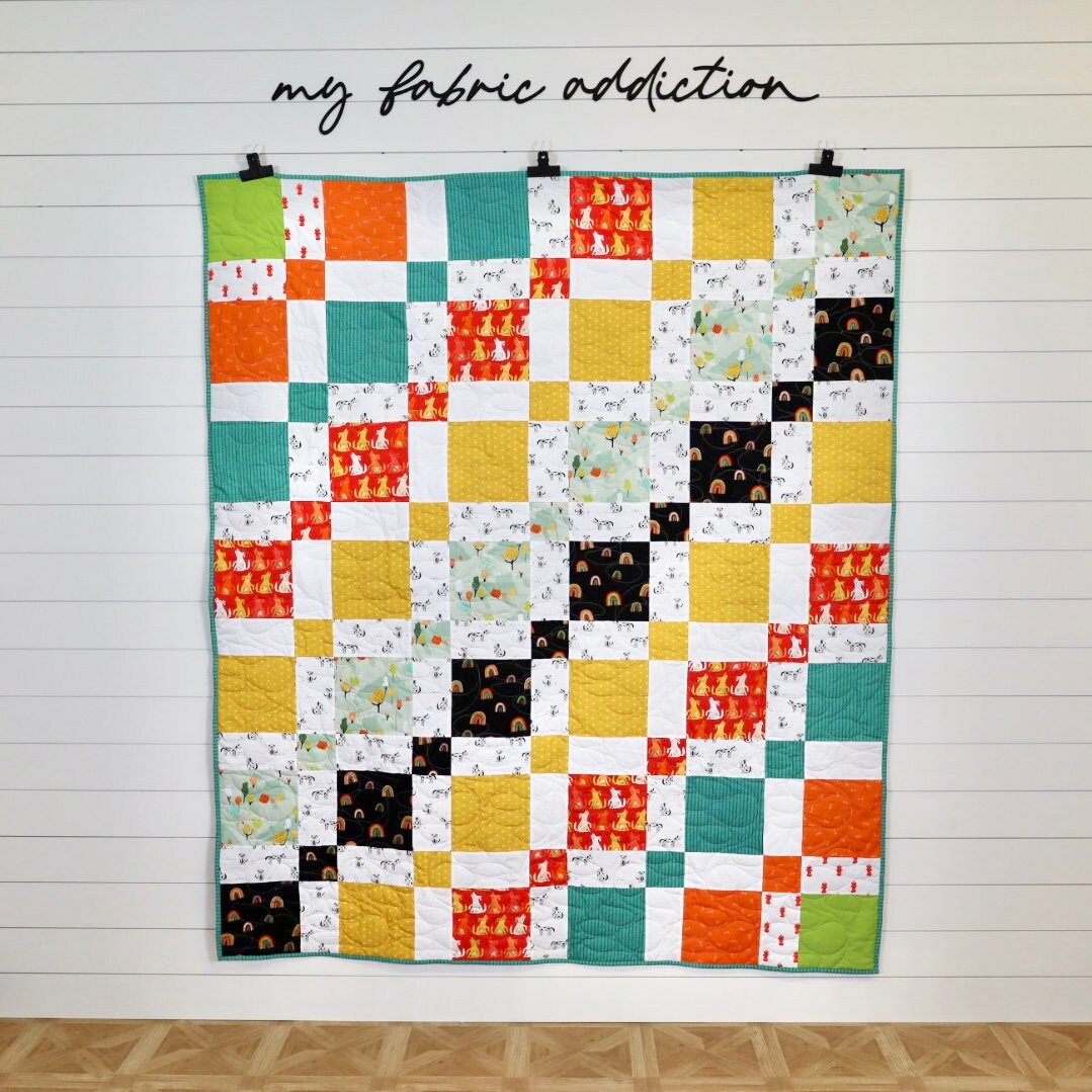 Canine Creations Quilt Kit - 'Pooch Patch' Collection by Art Gallery - Complete with Top Fabric, Binding, and Easy-to-Follow Pattern - Ideal for Beginners