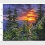 Mountain Sunrise Panel wall hanging fabric quilt 36" X 44" 3 wishes 20176 Multi Through the Forest Light by Abraham Hunter