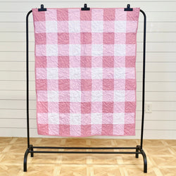 Beginner's Blush Patchwork Quilt Set - Complete Crafting Kit with Precut Fabric, Binding, Backing, and Easy-to-Follow Pattern, 41" x 49"