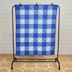 Sapphire Meadow Picnic Quilt Kit: Pre-Cut Fabrics with Binding & Backing, Simple Sewing Project, Boy-Friendly, 41" x 49", Deep Blue Theme