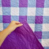 Park Picnic in Purple Quilt Pattern and Precut Fabric with binding and backing easy sewing kit Girl Beginner Friendly 41" X 49"
