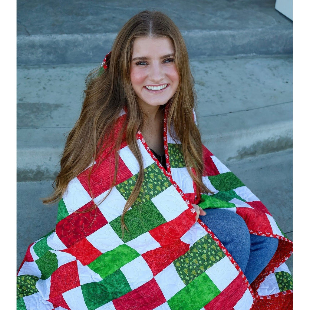 EasyStart Festliches Quilt-Set mit vorgeschnittenen Motiven – komplett mit Weihnachtsmustern, Bindung und Rückseite