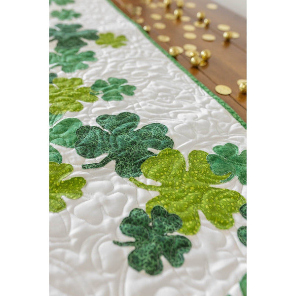 St. Patrick's Day Sham-Rockin' 16" x 60" Table Runner Quilt Kit - Includes Pre-Cut Fabric, Pattern, Binding, and Backing - Perfect for Beginners, Features 16" x 60" Shamrocks