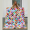 Buntes Kaskaden-Fischgräten-Set – 56" x 68" – Enthält Stoff, Führung, Kanten und Rückseite – Anfängerfreundlich