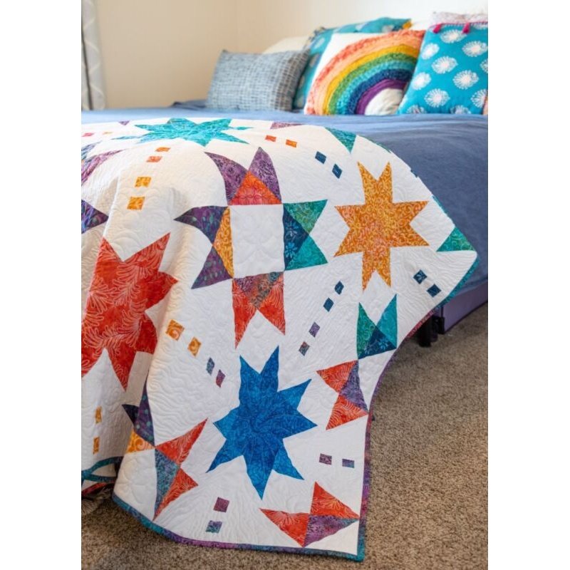 Starshine in Multi Quilt Kit Fabric Pattern and Binding and backing Included - 66" x 66" Quilt