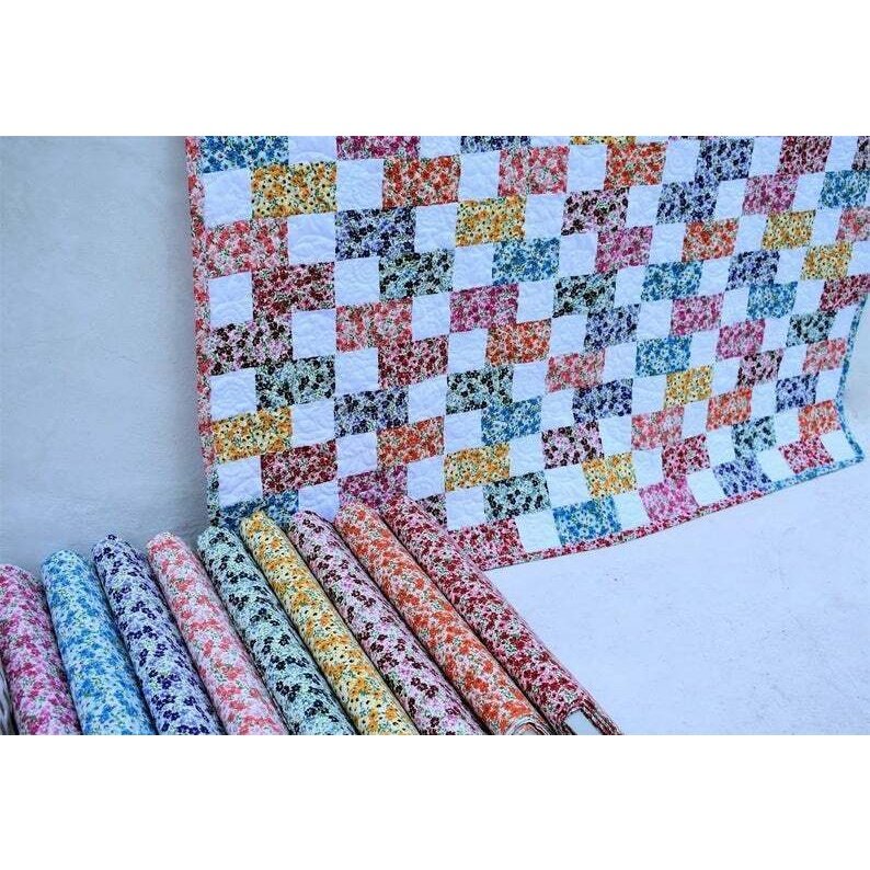 Ready-to-Sew Prairie Blossoms Quilt Kit (60" x 72"): Includes Fabric, Guide, Edges, & Backing