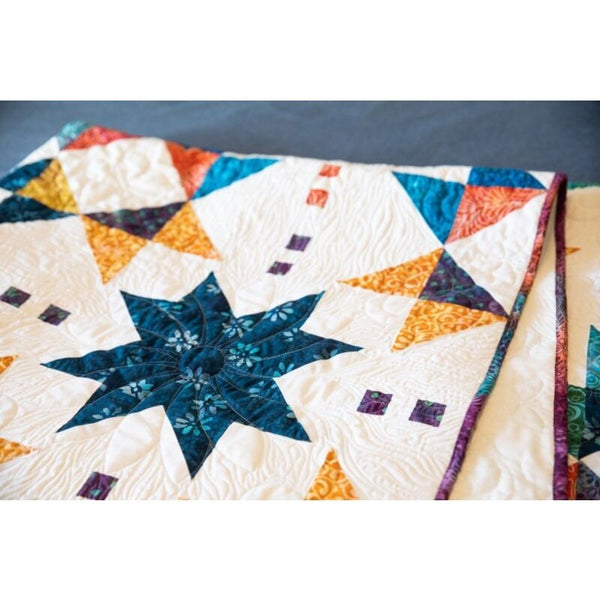 Starshine in Multi Quilt Kit Fabric Pattern and Binding and backing Included - 66" x 66" Quilt