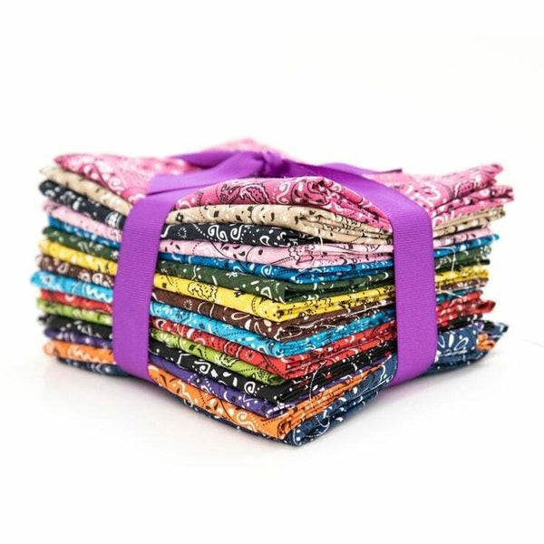 Bandana-Fat-Quarter-Pack, vorgeschnittener Quiltstoff aus 100 % Baumwolle, 15 Stück